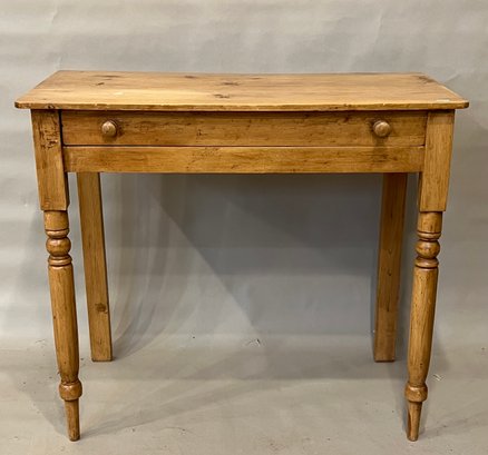 Country Pine One Drawer Side Table With Turned Front Legs