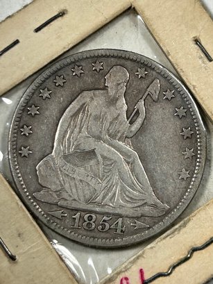 1854 Seated Liberty Half Dollar Silver