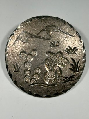 Sterling Silver Round Pin Mexico
