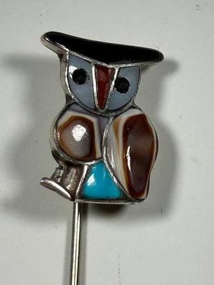 Vintage Enameled Owl Stick Pin