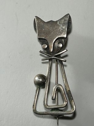 Sterling Silver Cat Pin, Mexico