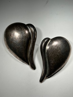 Sterling Silver Heart Shaped Earrings  Mexico