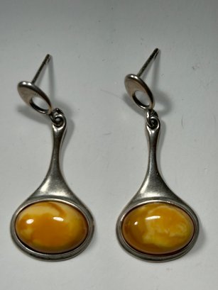 Baltic Amber, Sterling Silver Earrings