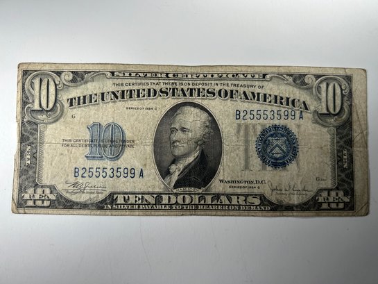 10 Dollar Silver Certificate, 1934 C