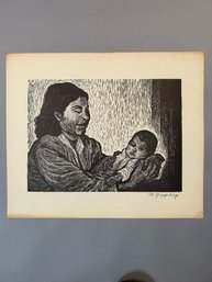 Mariana Yampolsky Madre Con Nino / Mother With Child Linocut