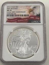2016 Silver Eagle One Dollar NGC MS  First Release -345