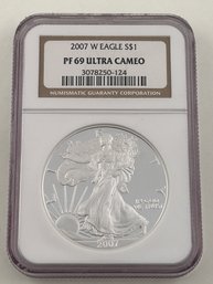 2007 Silver W Eagle2007 One Dollar PF69 Ultra Cameo-124