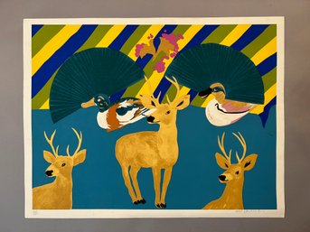 Hunt Slonem Three Deer Serigraph