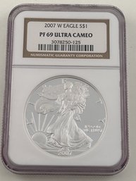 2007 Silver W Eagle2007 One Dollar PF69 Ultra Cameo-125