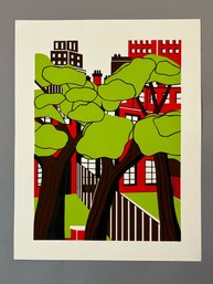 Abstract City Scene With Trees Print