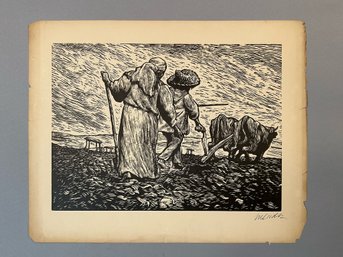 Leopoldo Mendez La Siembra / Sowing Linocut