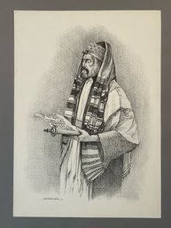 Alberto Velo Rabbi Praying Etching