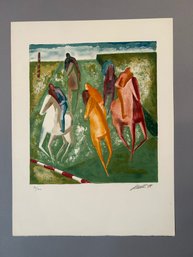 Wolf Reuther Horse Racing Lithograph