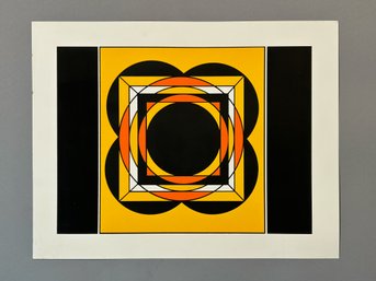 Geometric Abstract Print In Yellow And Orange