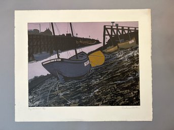 Graham Clarke Rye Harbour Linocut