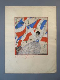 Georges Lepape Vive La France Hand Colored Lithograph