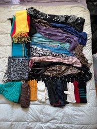 Lot Of Scarves, Gloves And Hats