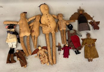 13 Antique Style Stuffed Dolls