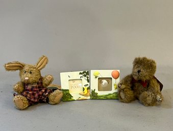 Two Boyds Bears Stuffed Animals And Two Miniature Winnie The Pooh Frames