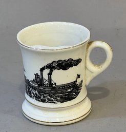 Vintage Mustache Mug With Steamboat Decoration
