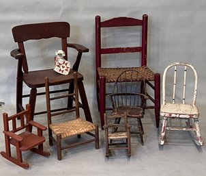Lot Of Child And Doll Chairs