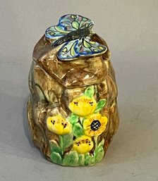 Butterfly Ware Bradford England Covered Ceramic Jar