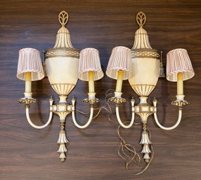Pair Of Federal Style Brass Wall Sconces