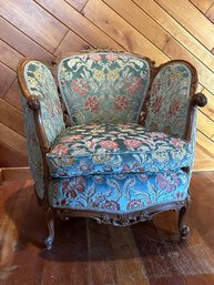 French Style Upholstered Chair With Carved Legs, Arms, Crest Etc...