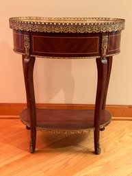 Marble Top Occasional Table With Painted Center Panel