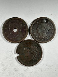 3 Coronet Head Large Cent(as Is)1848,1846,1838