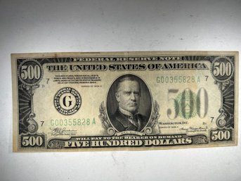 1934 A 500 Dollar Bill, Federal Reserve Note