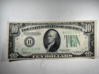 1934 A 10 Dollar Bill, Federal Reserve Note