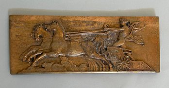 Copper Plaque Of Apollo Riding His Sun Chariot Signed MASIO 44