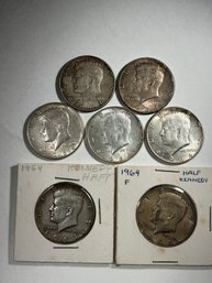 7 Kennedy Half Dollar 1964 .900 Silver
