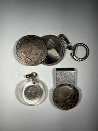 3 Silver Coins Kennedy Half, Mercury Dime, 1835 Franc