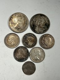 8 Silver Canadian Coins Quarters, Dimes, Nickel 1907-1968