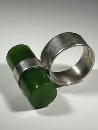 Daniel Millett Sterling Silver Ring Green Cylinder