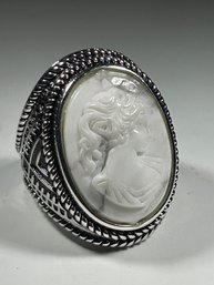 Sterling Silver Ring W Marble Cameo