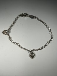 Sterling Silver Bracelet W Hearts