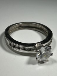 Sterling Silver Engagement Ring CZ