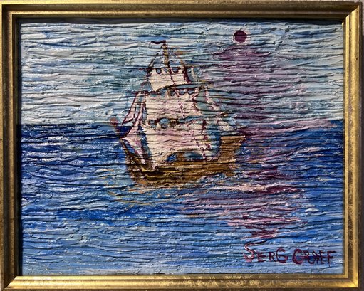 Original Acrylic Painting On Canvas By Serg Graff 'Ship', COA