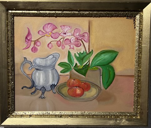 Original Oil Painting On Canvas By Serg Graff, Still Life, Blooming Orchids, COA