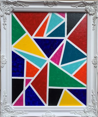 Original Abstract Painting On Canvas 'Summer Mosaic', Signed, Framed
