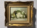 Original Painting On Canvas Still Life, Flowers, Framed, Signed Bossy