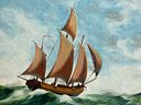 Vintage 1991 Oil Painting On Boards, Seascape, Lugger 1709, Signed, Dated Framed