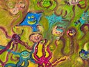 Abstract Painting On Canvas By Serg Graff 'Funny Octopuses', COA