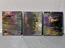 Set Of 3 Original Modern Contemporary Paintings On Canvas, Abstract, Fantasy Style