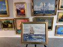 Artist E.F. Fuller Original Painting On Canvas, Seascape, Sailboat. Dated
