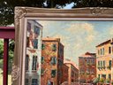 Huge Vintage Oil Painting On Canvas, Venice, Italy, Artist Anyer Rou, Framed