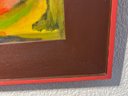 Virginia Barry Original Abstract Painting On Board, Custom Frame